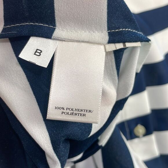 Blue White Striped With Collar Sweatshirt - Picture 5 of 5